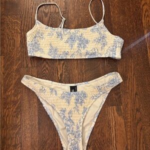 Triangl Swimwear Blue and Cream Bikini